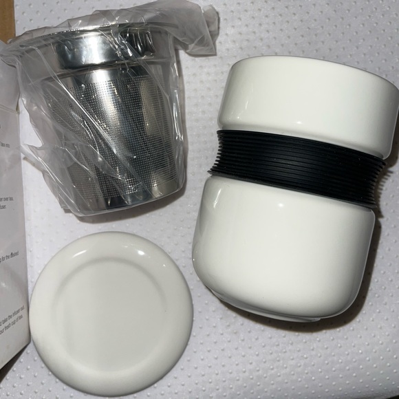 ForLife Curved Asian Style Cup with Infuser and Lid 12 oz. WHITE-. - Picture 3 of 8